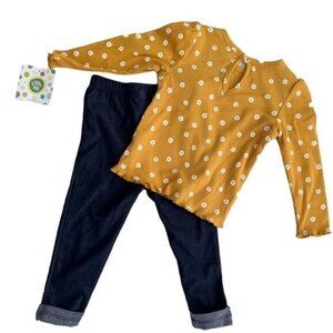 Little Me Floral Print Long Sleeve Shirt & Leggings Set in Blue at Nordstrom 18m